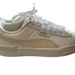Puma Classic White and Tan Sneakers